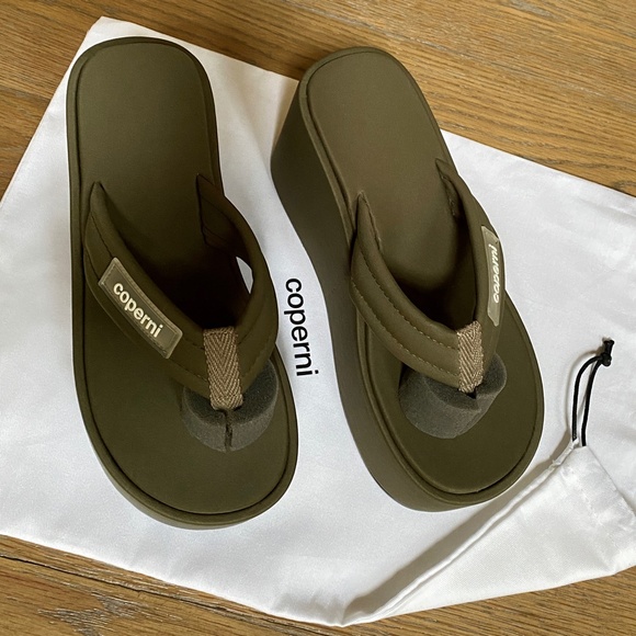Coperni Olive Green Platform Wedge Sandals NEW Size US10 / IT40 - Picture 9 of 10